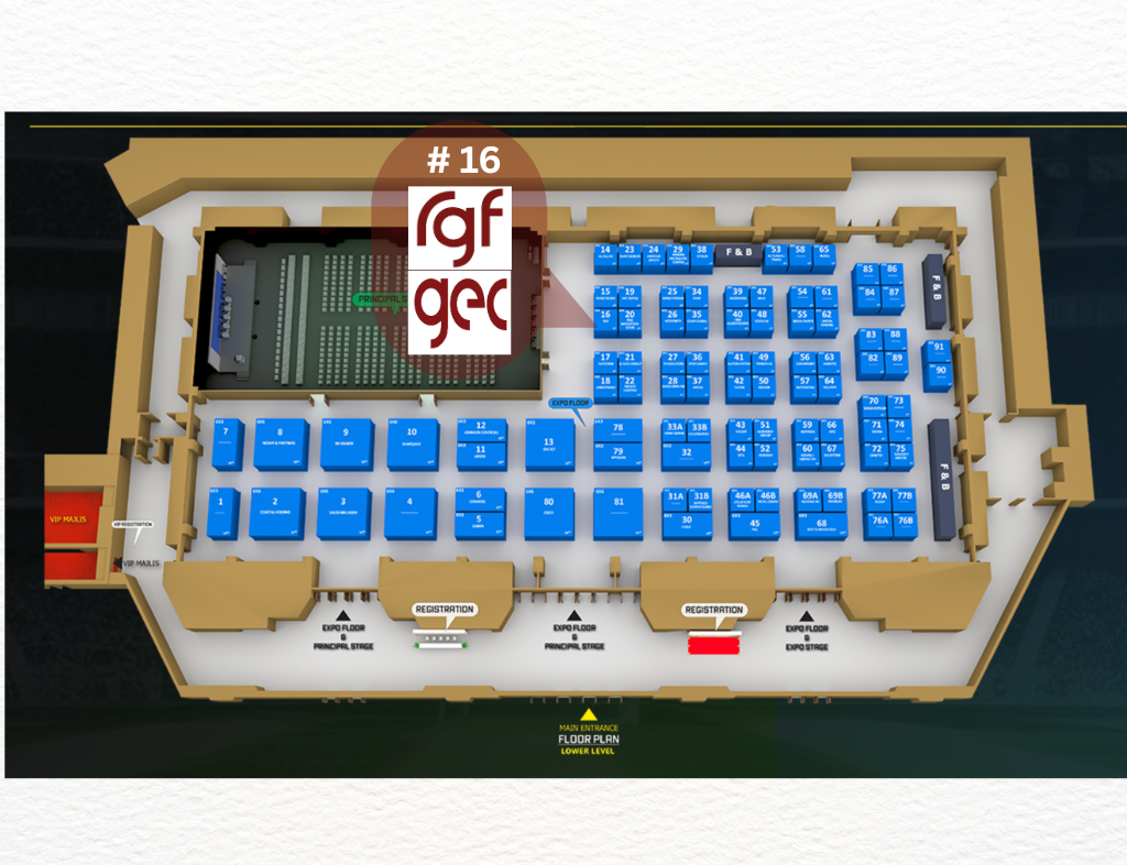 Exhibition floorplan showing Stand #16